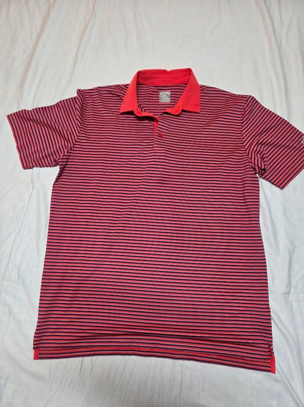 Callaway Red and Navy Micro-Stripe Polo